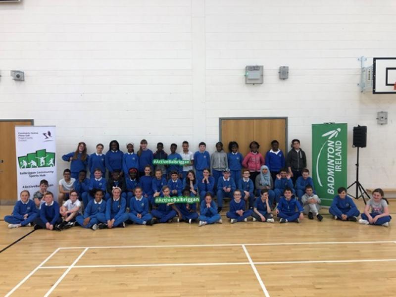 Students of Balbriggan Schools at the final blitz of the Schools Badminton Programme